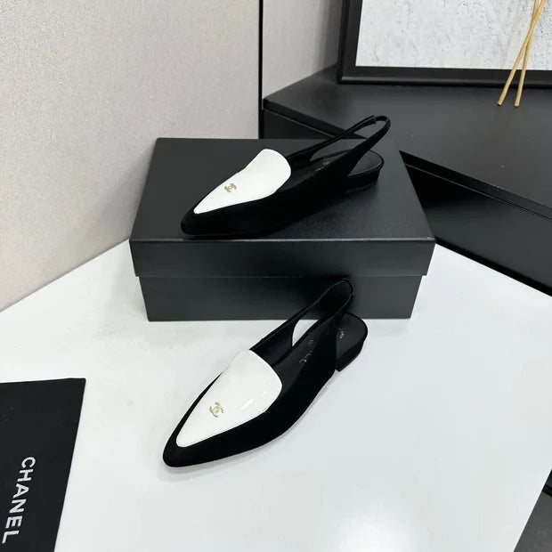 Chanel 2026 Two-Tone Flat Slingbacks Suede Leather 985827