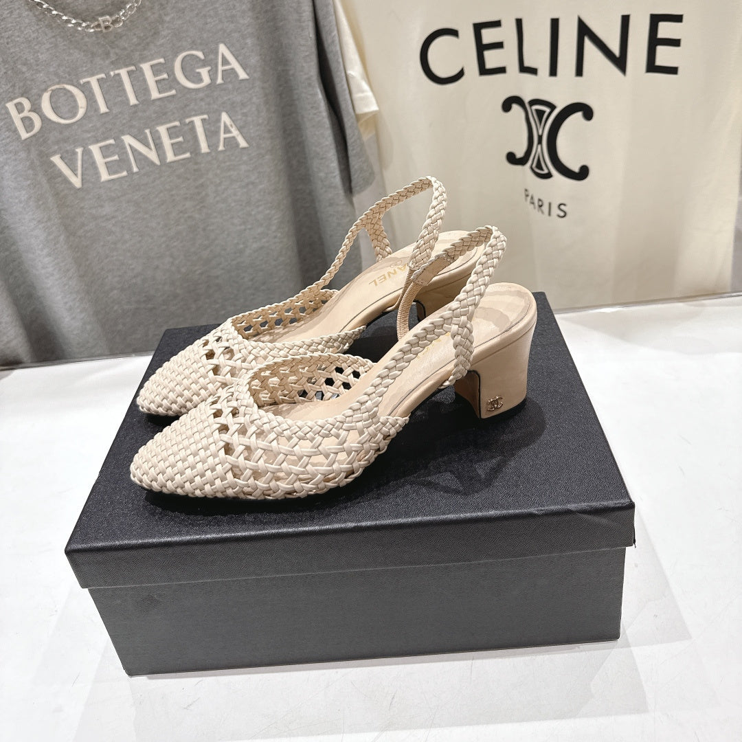 CC 26s Slingback 6.5cm Beige Distinct Woven 888094