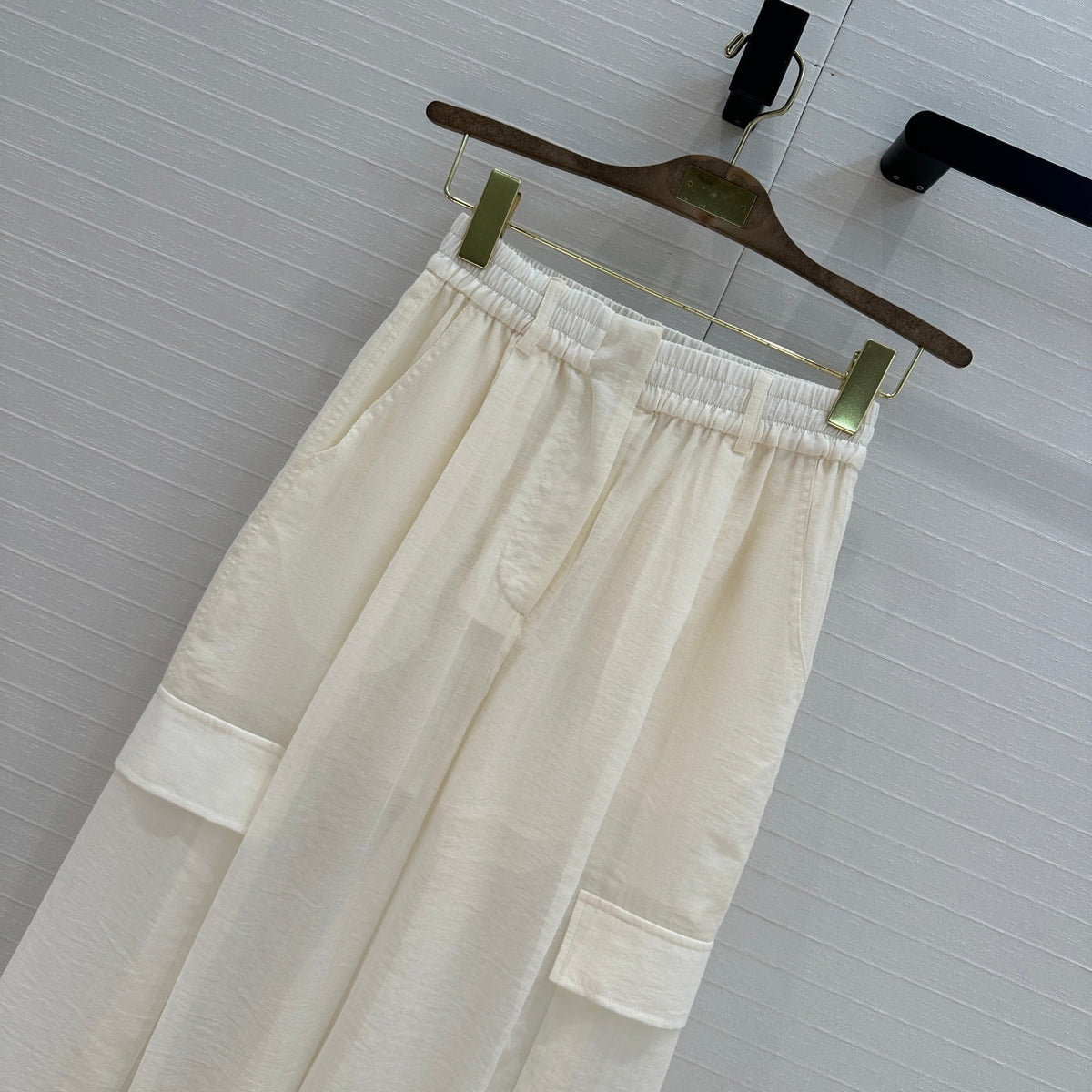 Gucci 25 Wide-leg Casual Pants Ivory Cotton