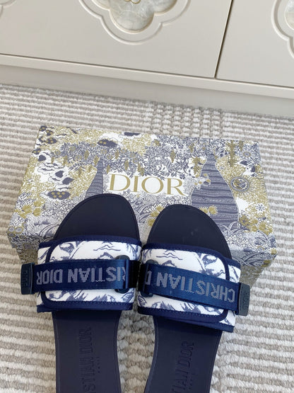 CD 26s Flat Slippers Navy Blue Canvas Rubber 648134