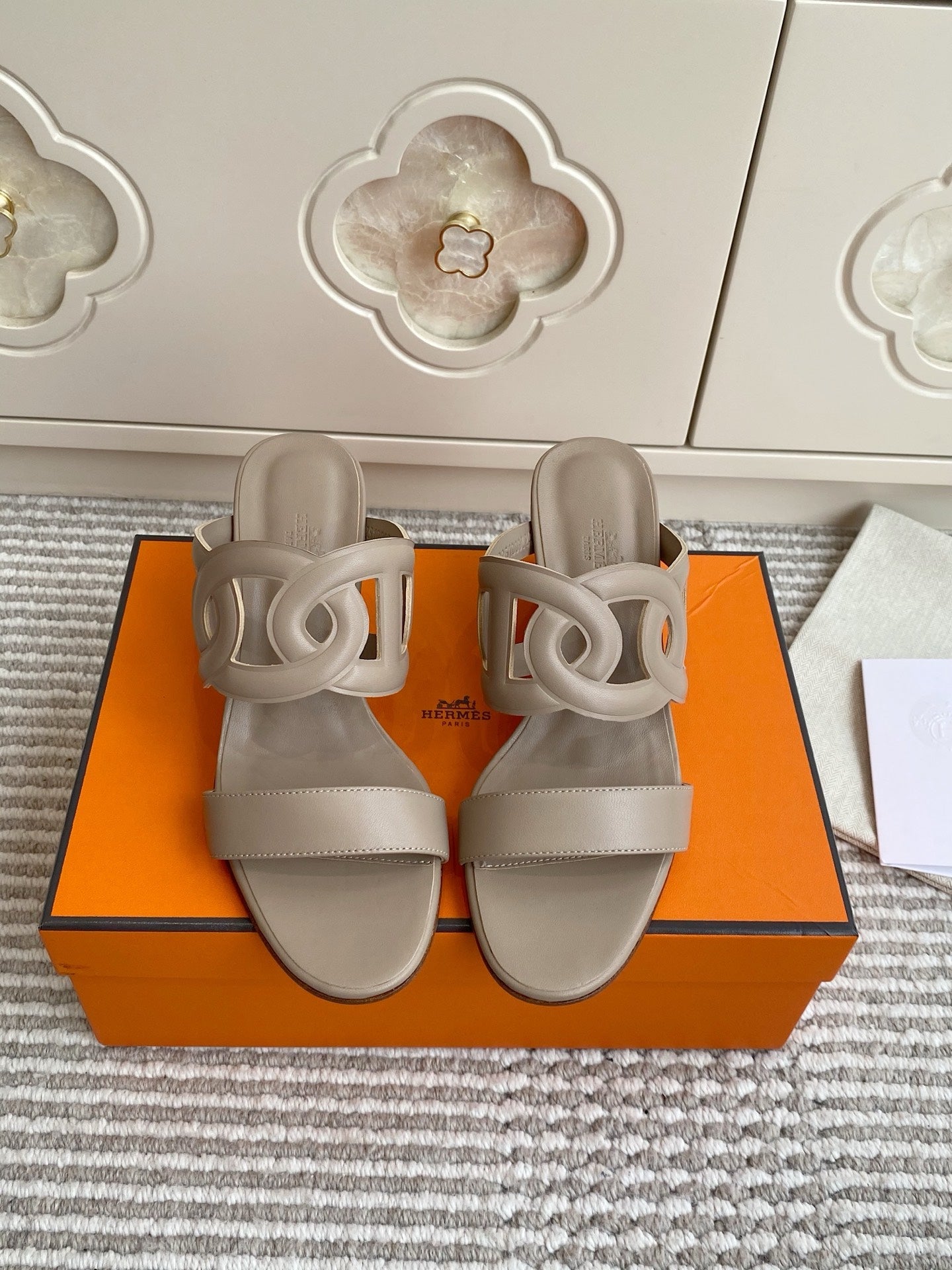 HM Lipari Sandal 7cm Light Taupe Leather 776551