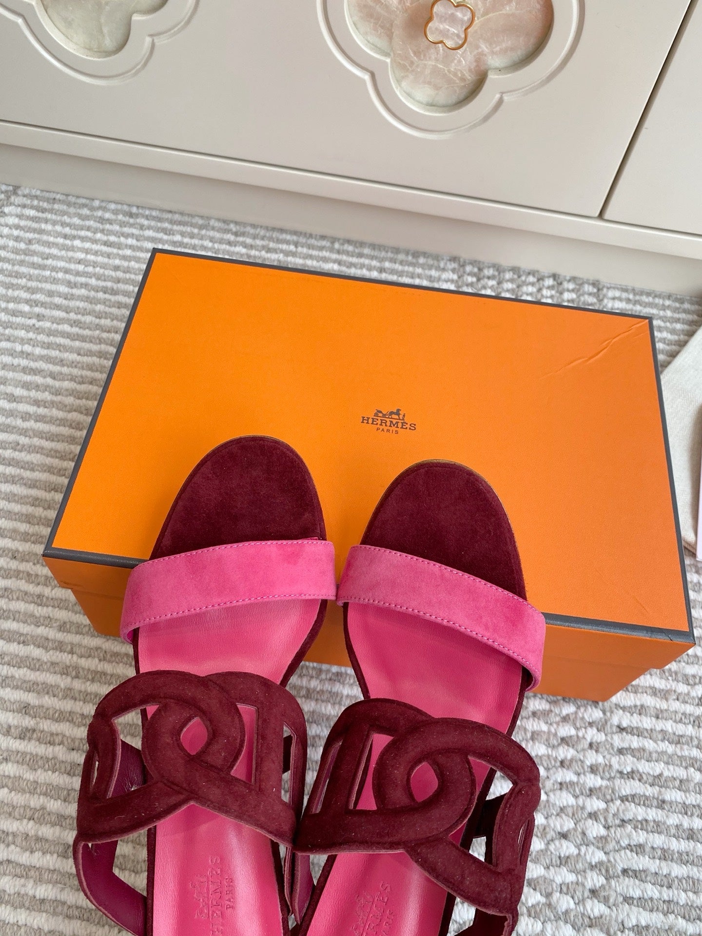 HM Lipari Sandal 7cm Hot Pink Burgundy Suede 776535