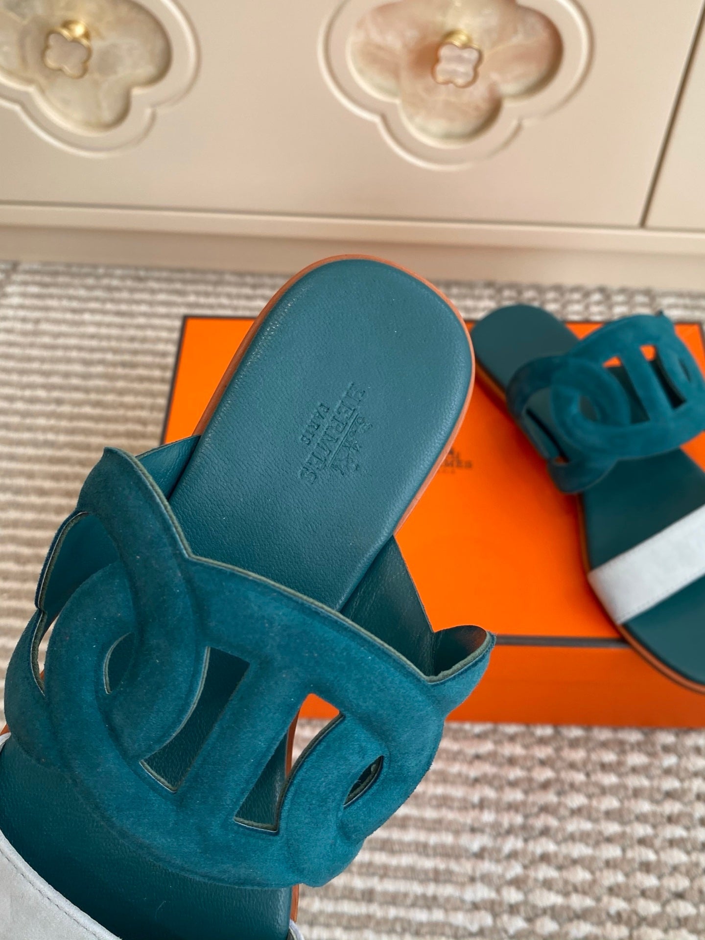 HM Lagune Sandal Teal Green Suede 776536