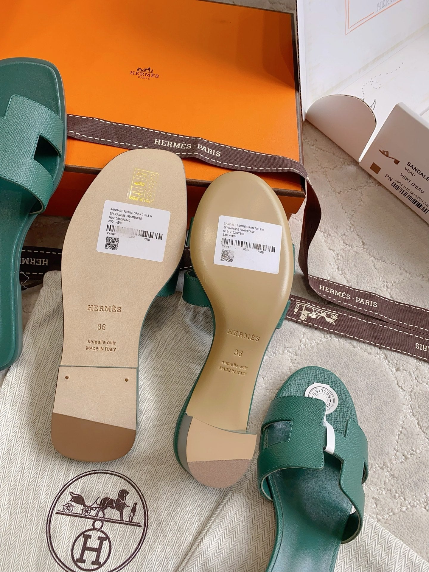HM 26s Oran Sandal Teal Green Espom Goatskin 724267