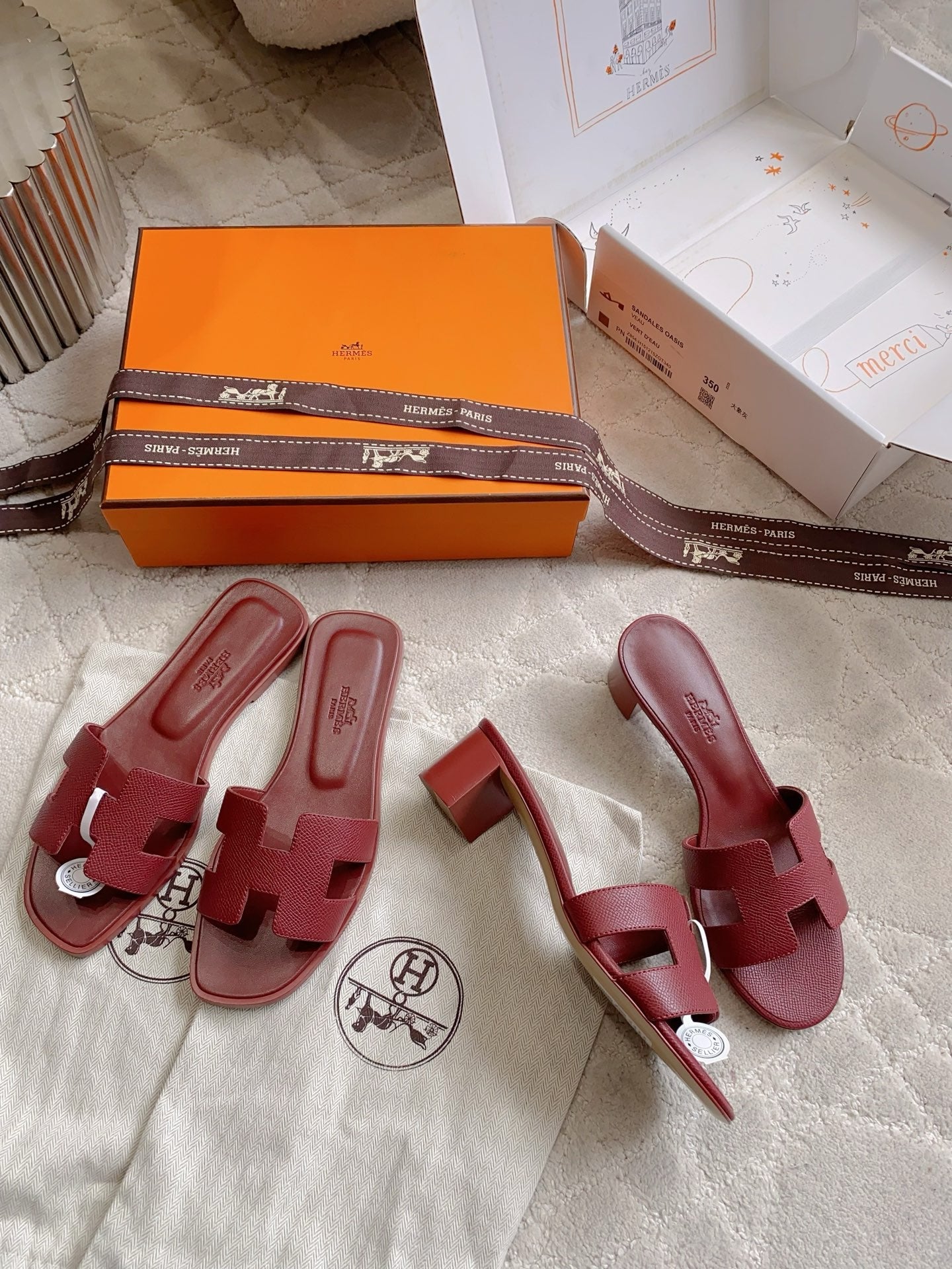 HM 26s Oran Sandal Burgundy Espom Goatskin 724268