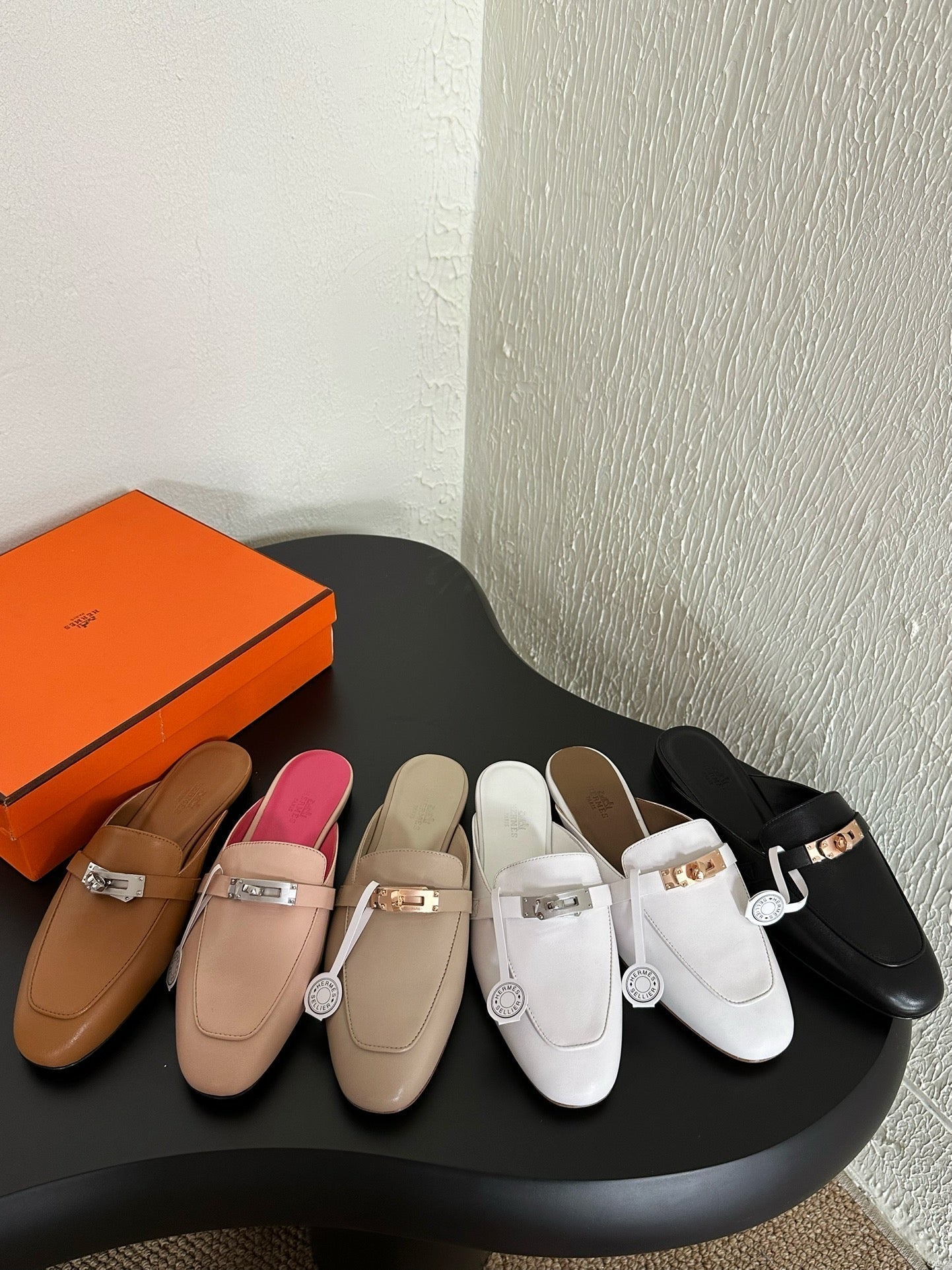 HM Oz Mule White Mix Black Calfskin 961100