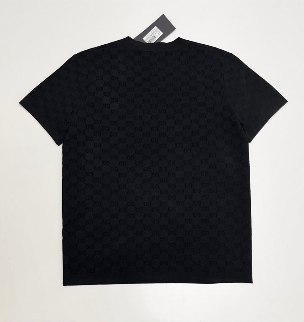 GG Jacquard Fabric T-shirt Black Cotton 394290
