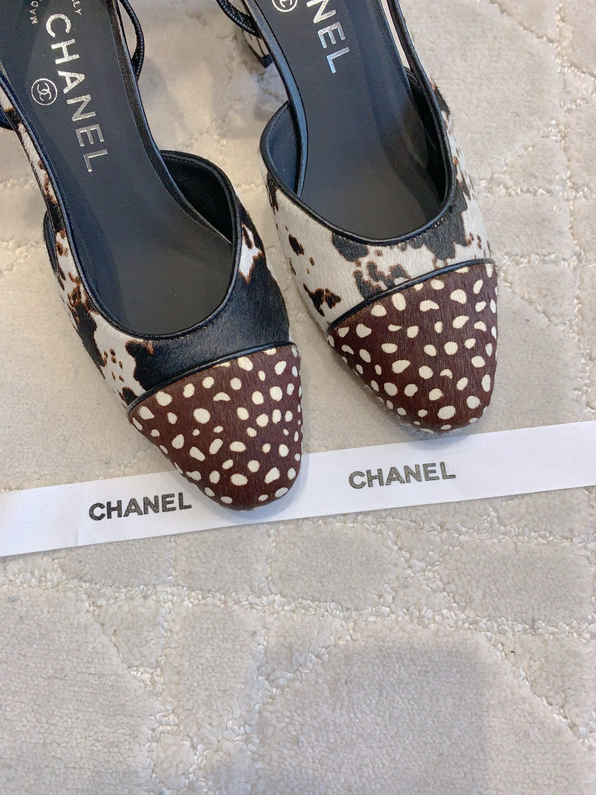 Chanel 2026 Slingback White Brown Black Calfskin 556950