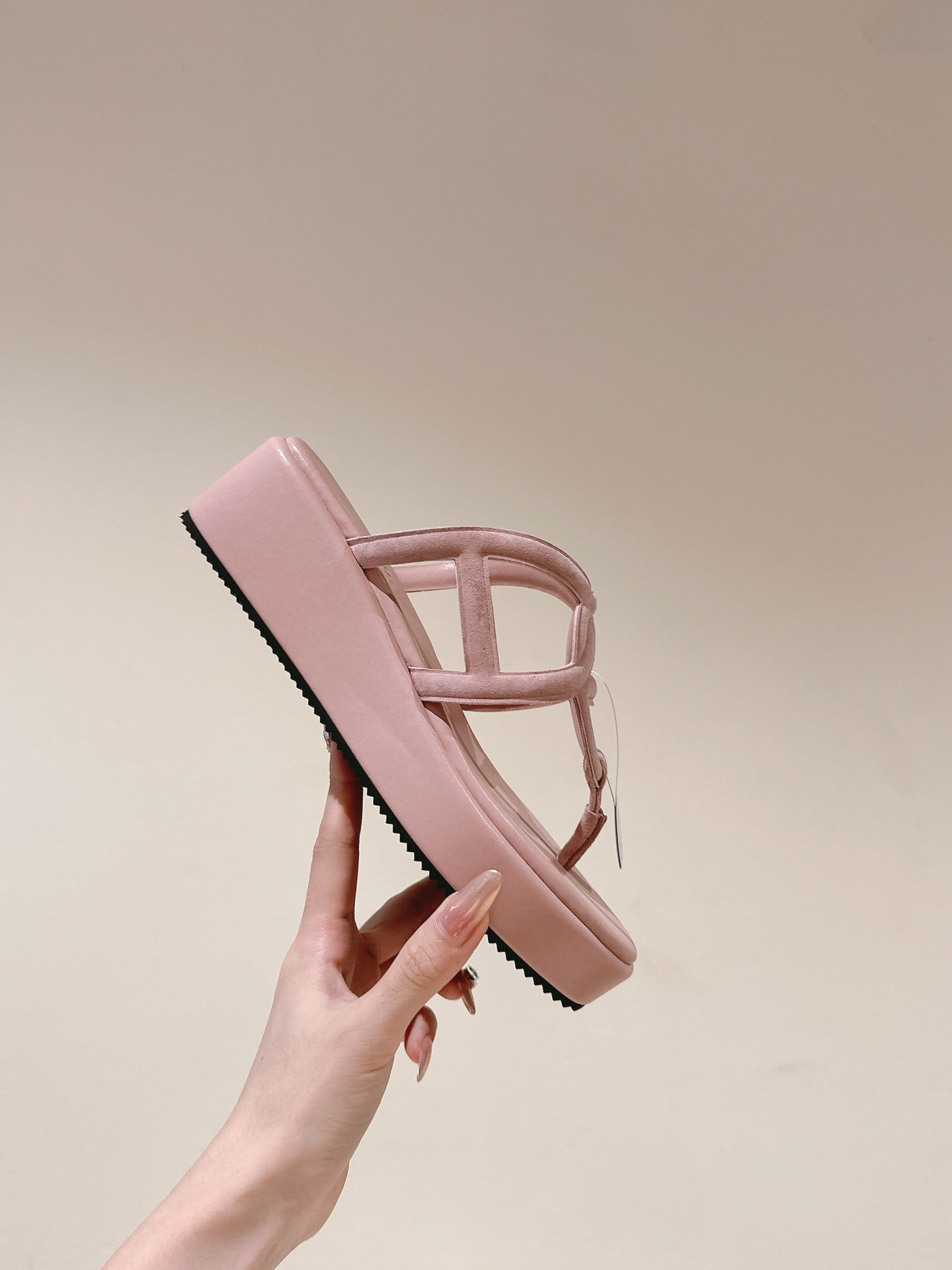 HM  Gipsy  Sandals 50mm Pink Sheepskin 484749