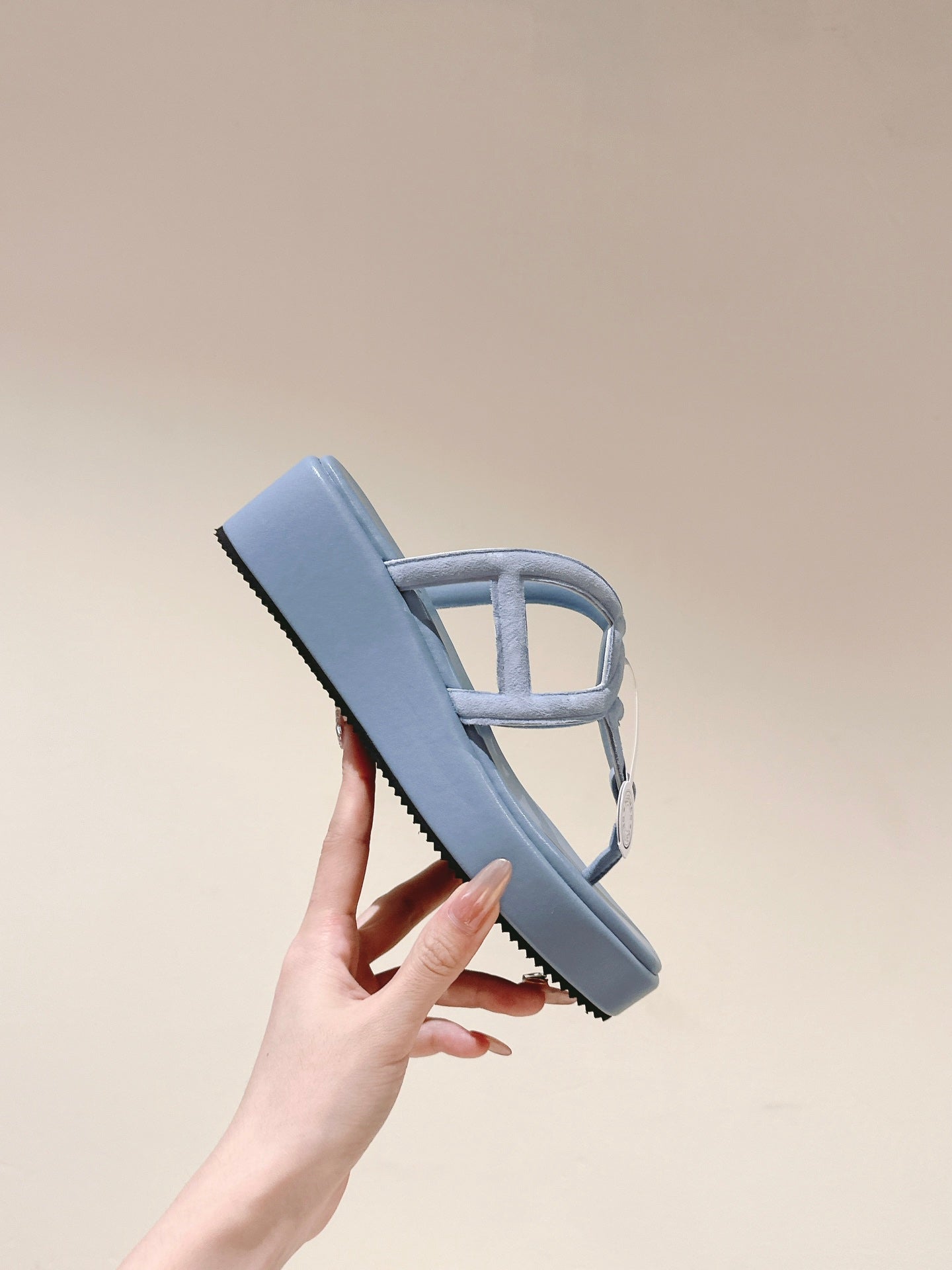 HM  Gipsy  Sandals 50mm Blue Sheepskin 484750