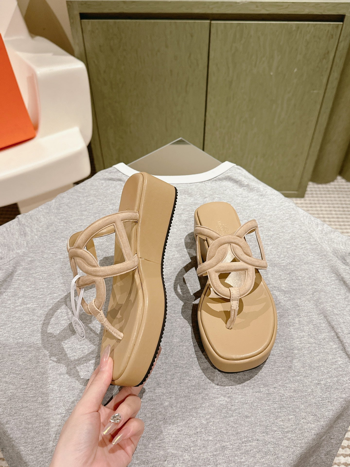 HM  Gipsy  Sandals 50mm Beige  Sheepskin 484751