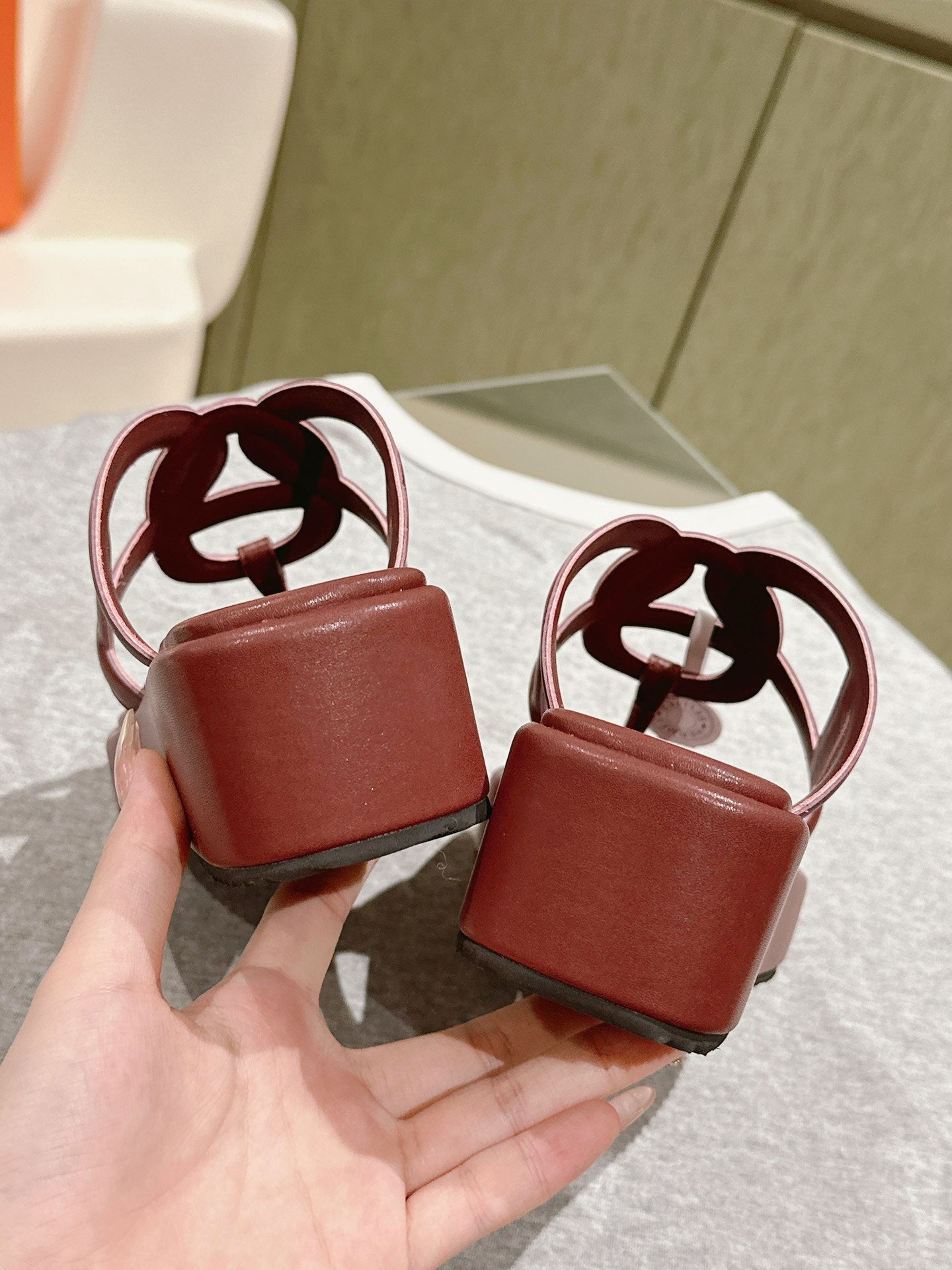 HM  Gipsy  Sandals 50mm Reddish-brown Sheepskin 484755