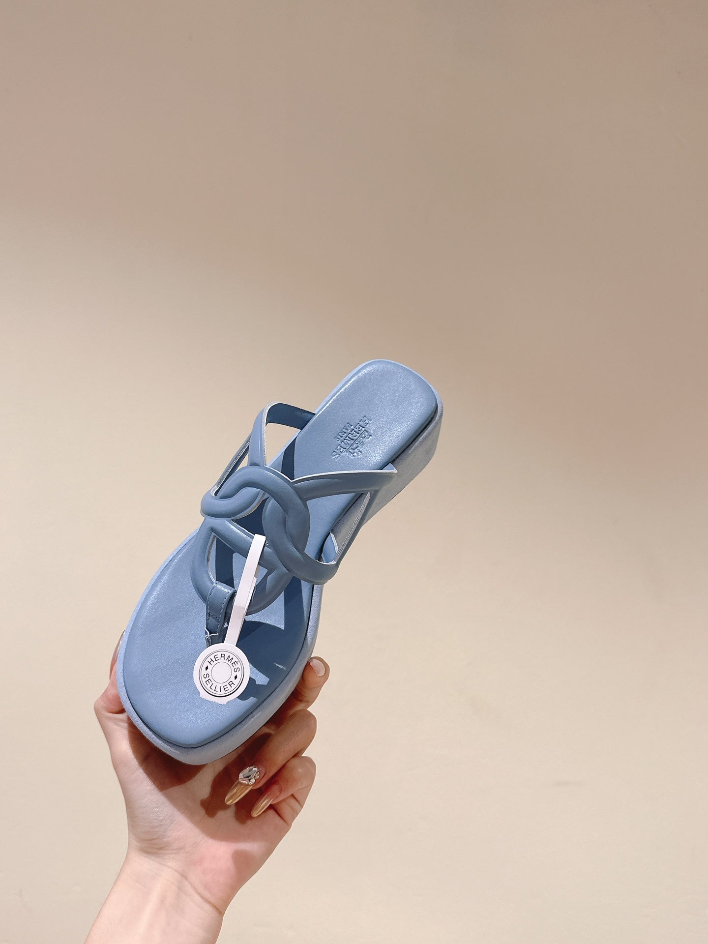 HM  Gipsy  Sandals 50mm Light Blue Sheepskin 484754