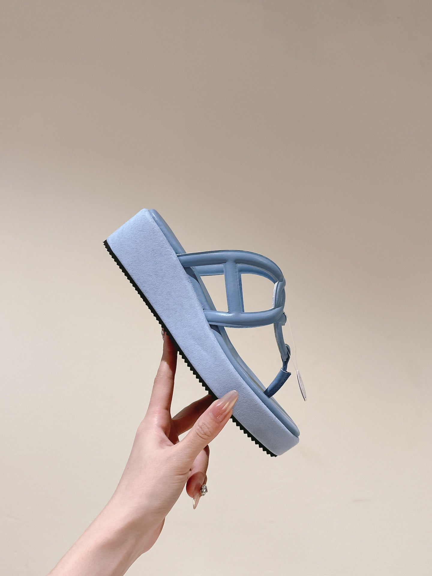 HM  Gipsy  Sandals 50mm Light Blue Sheepskin 484754