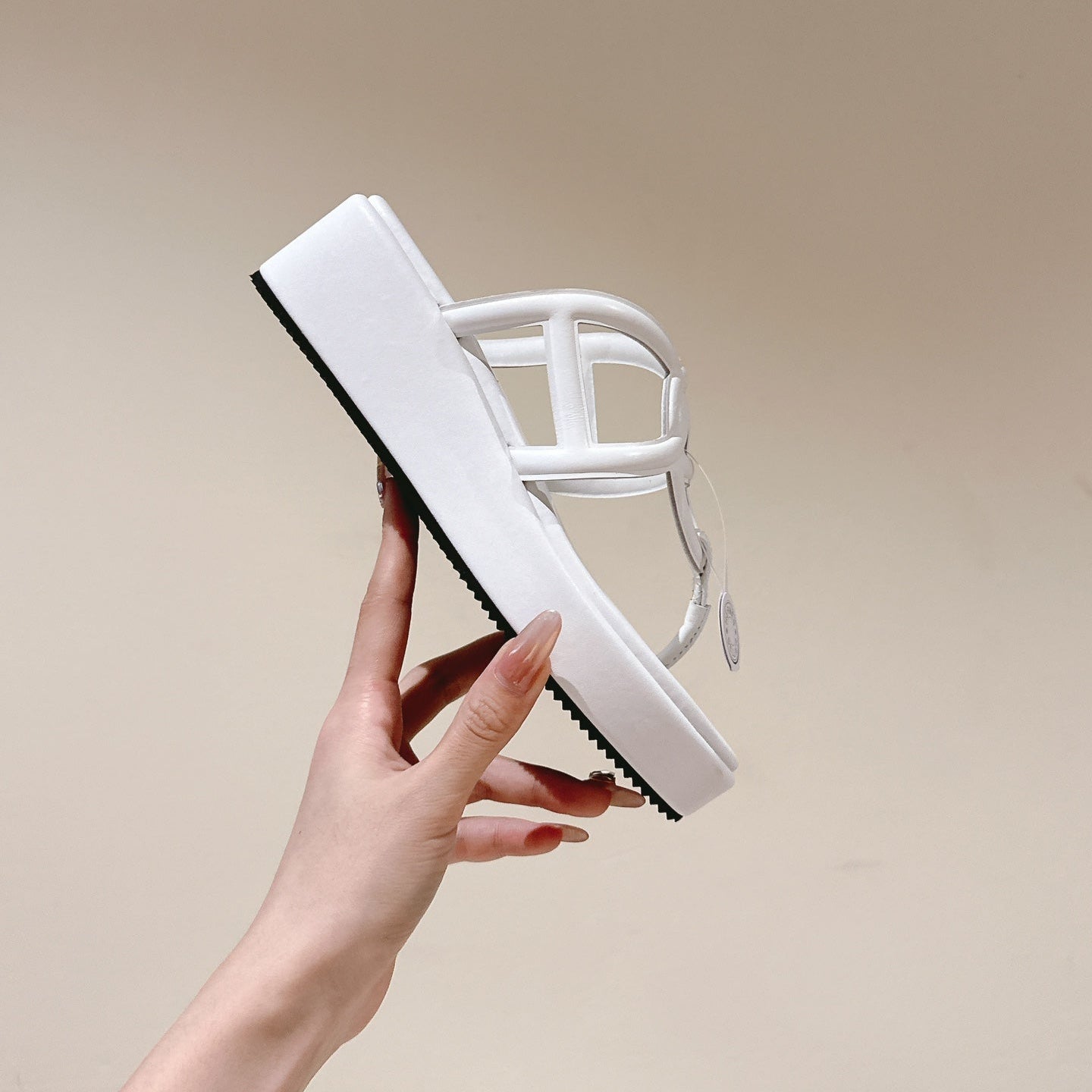 HM  Gipsy  Sandals 50mm White Sheepskin 484756