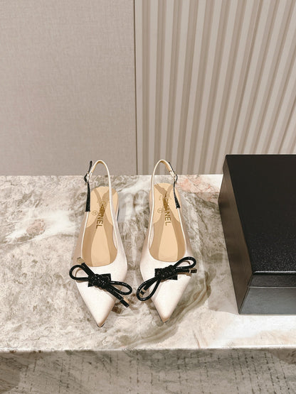 CC 26s Slingback Flat Beige Satin Sheepskin 658476