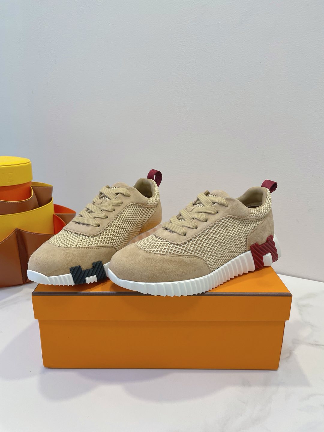 HM Bouncing sneaker Tortilla Brown Fabric with Suede 212282