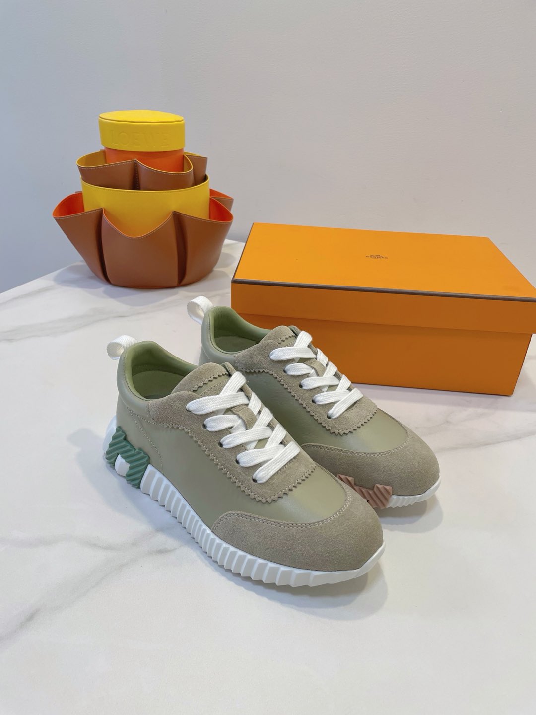 HM Bouncing sneaker Beige Esquisse Calfskin and Suede 212286