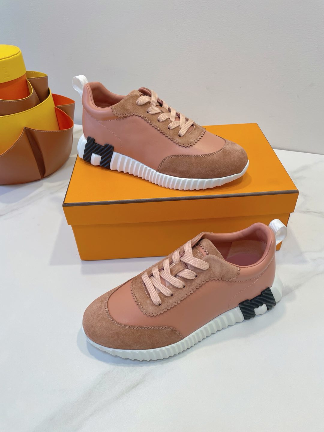 HM Bouncing sneaker Burnt Sienna Brown Calfskin and Suede 212291