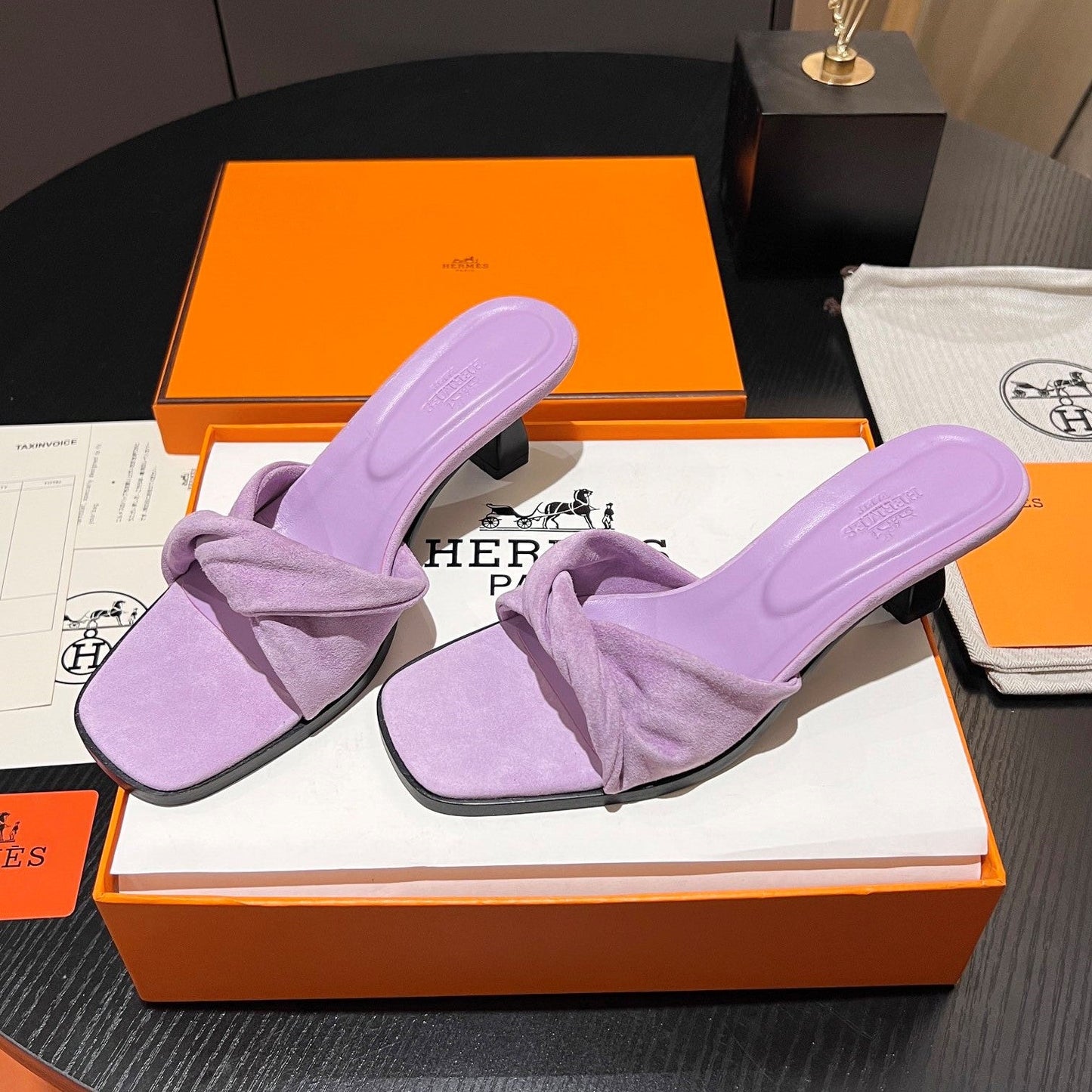 HM Giny Sandal 5.5 Light Pink Suede Calfskin 680060