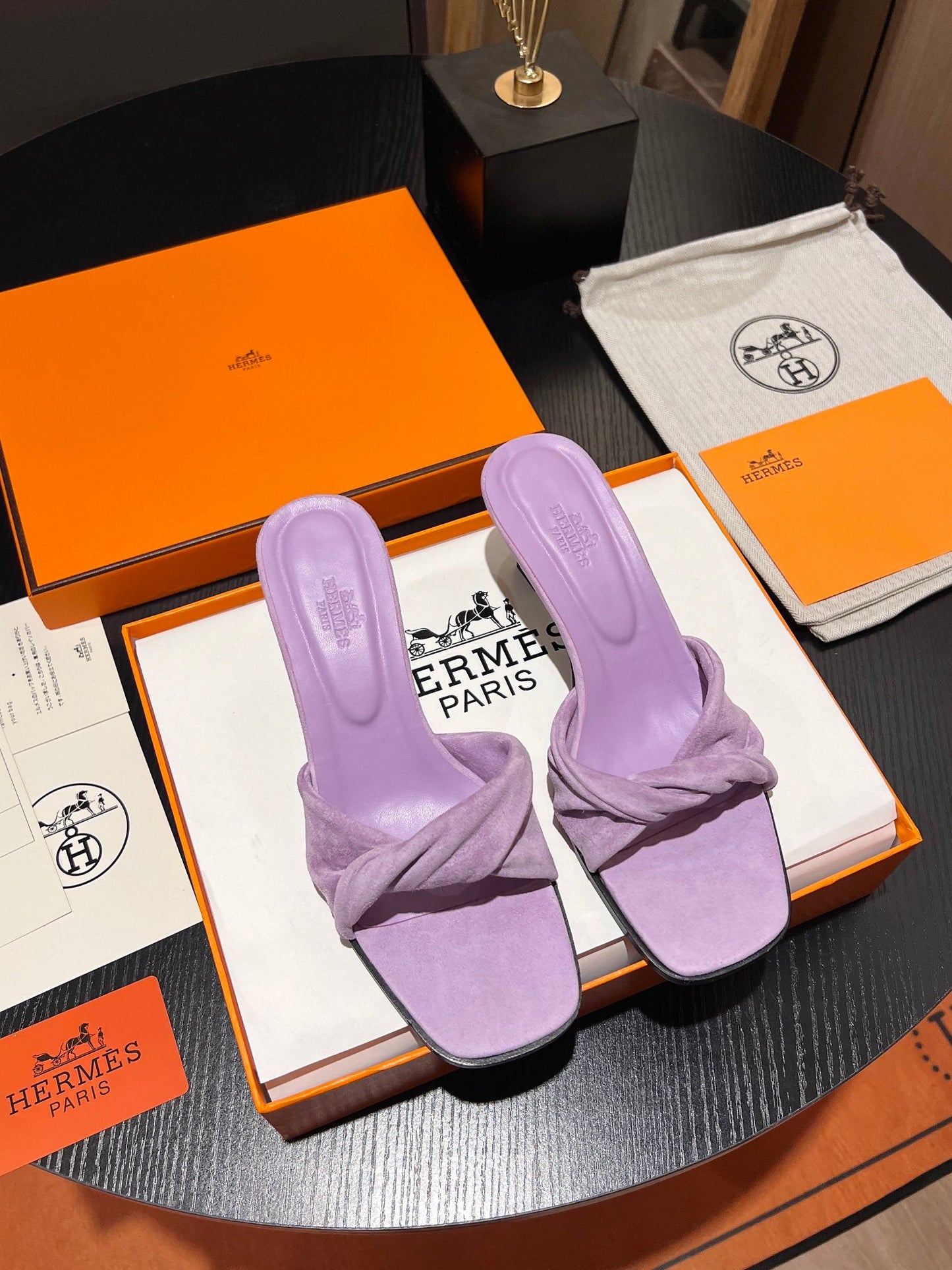 HM Giny Sandal 5.5 Light Pink Suede Calfskin 680060