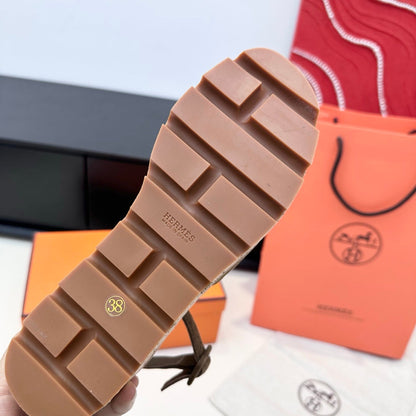 HM 26ss Platform Wedge Sandals 70 Taupe Suede 622758
