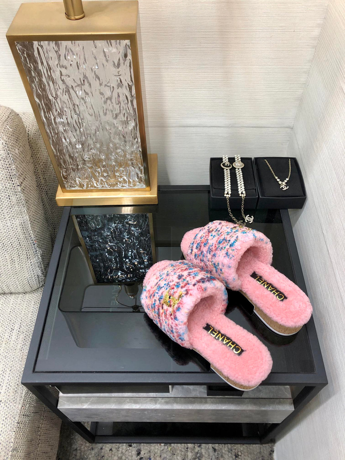 CC 26s Slippers Pink Mix Blue Red Fleece Wool 970120