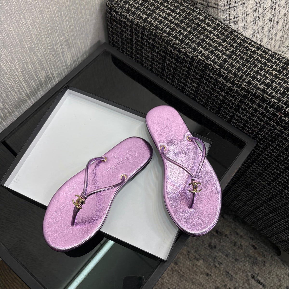 CC 2026 Thong Sandal Purple Metalic Calfskin 826184