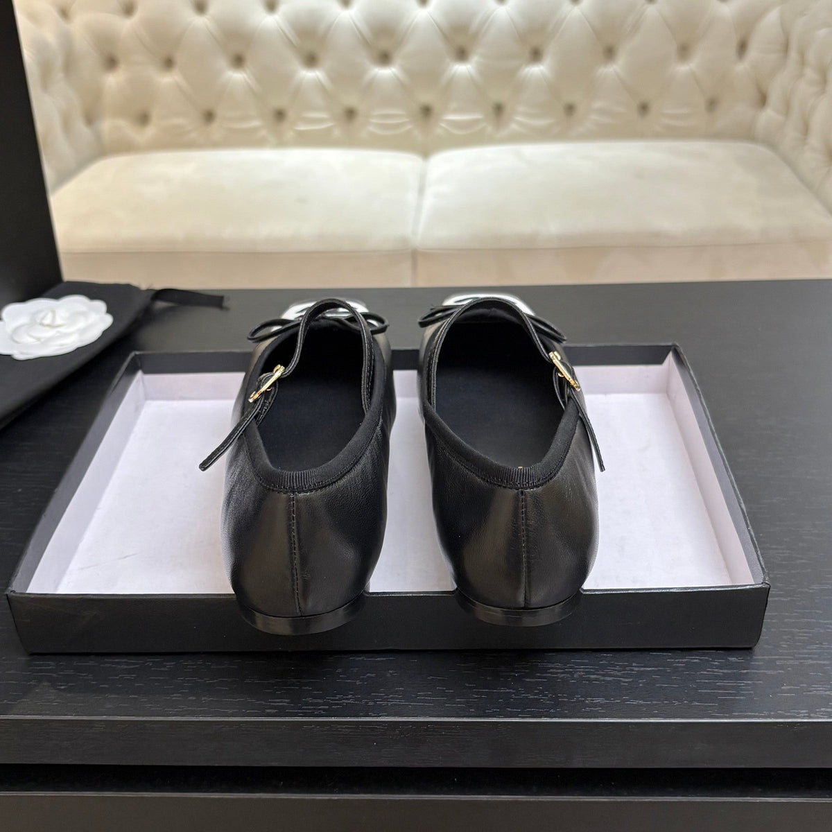CC 26s Square Head Ballet Flat Black Leather 847243