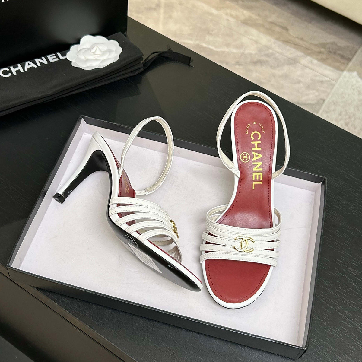 CC Métiers d’art 26s Sandal 6cm White Leather 847256