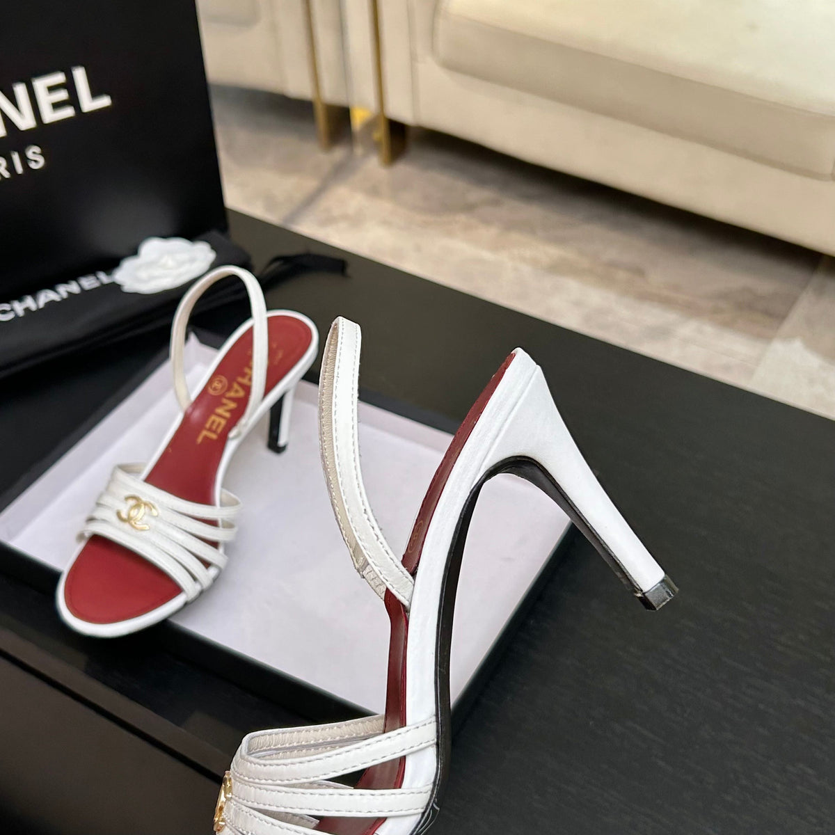 CC Métiers d’art 26s Sandal 6cm White Leather 847256