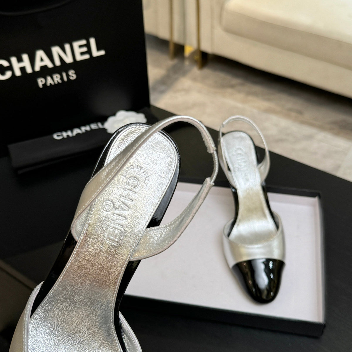 CC Métiers d’art 2026 Slingbacks 8.5cm Sliver Leather 847282