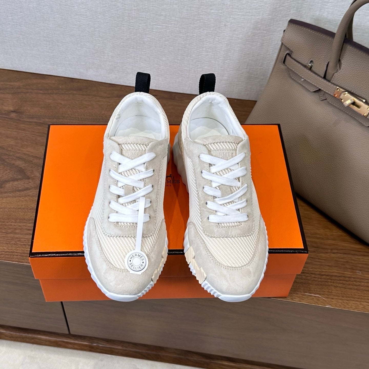 HM 26S Bouncing Sneaker In Cream mix Grey Suede Mesh 543810