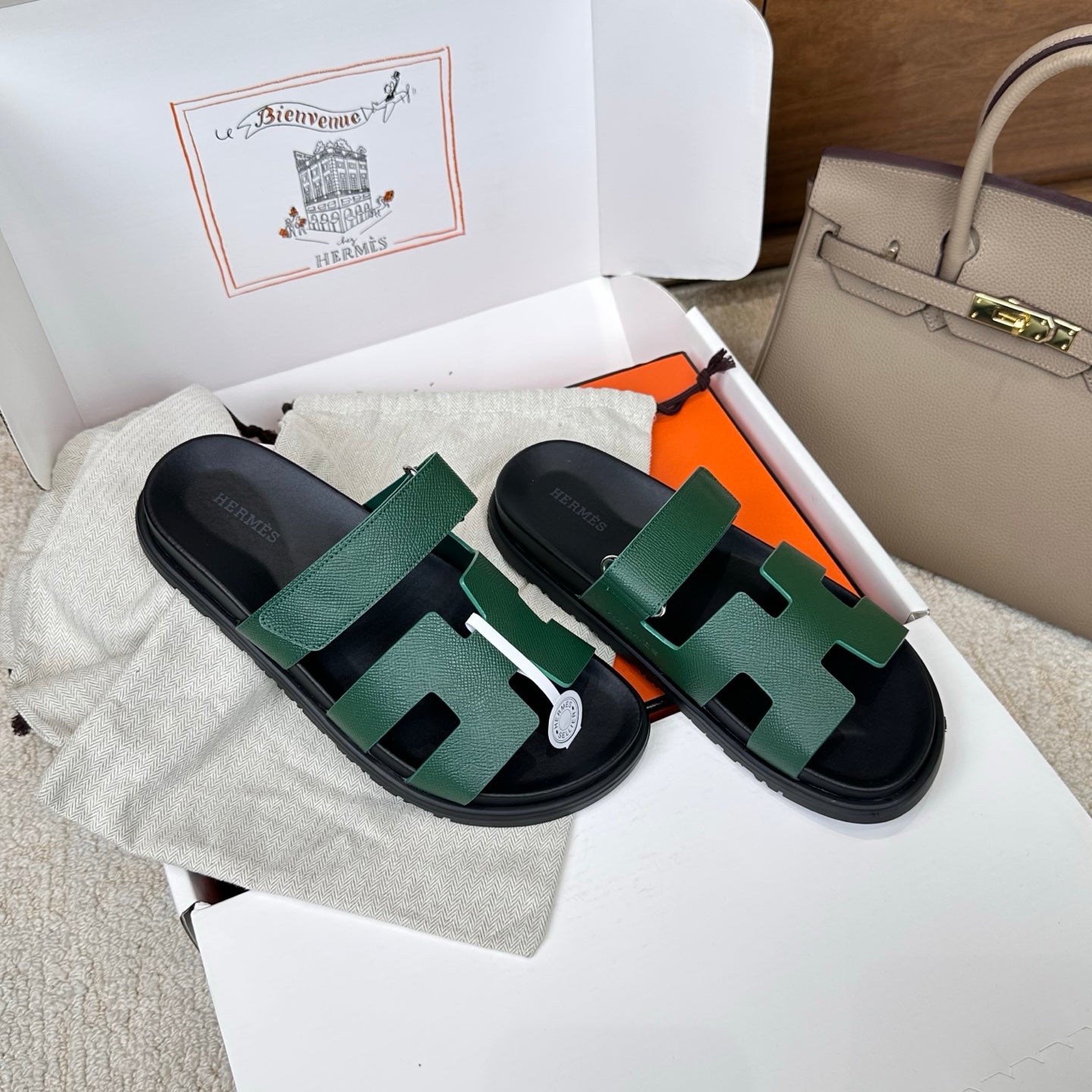 HM Chypre Sandal Black Green Leather 862393