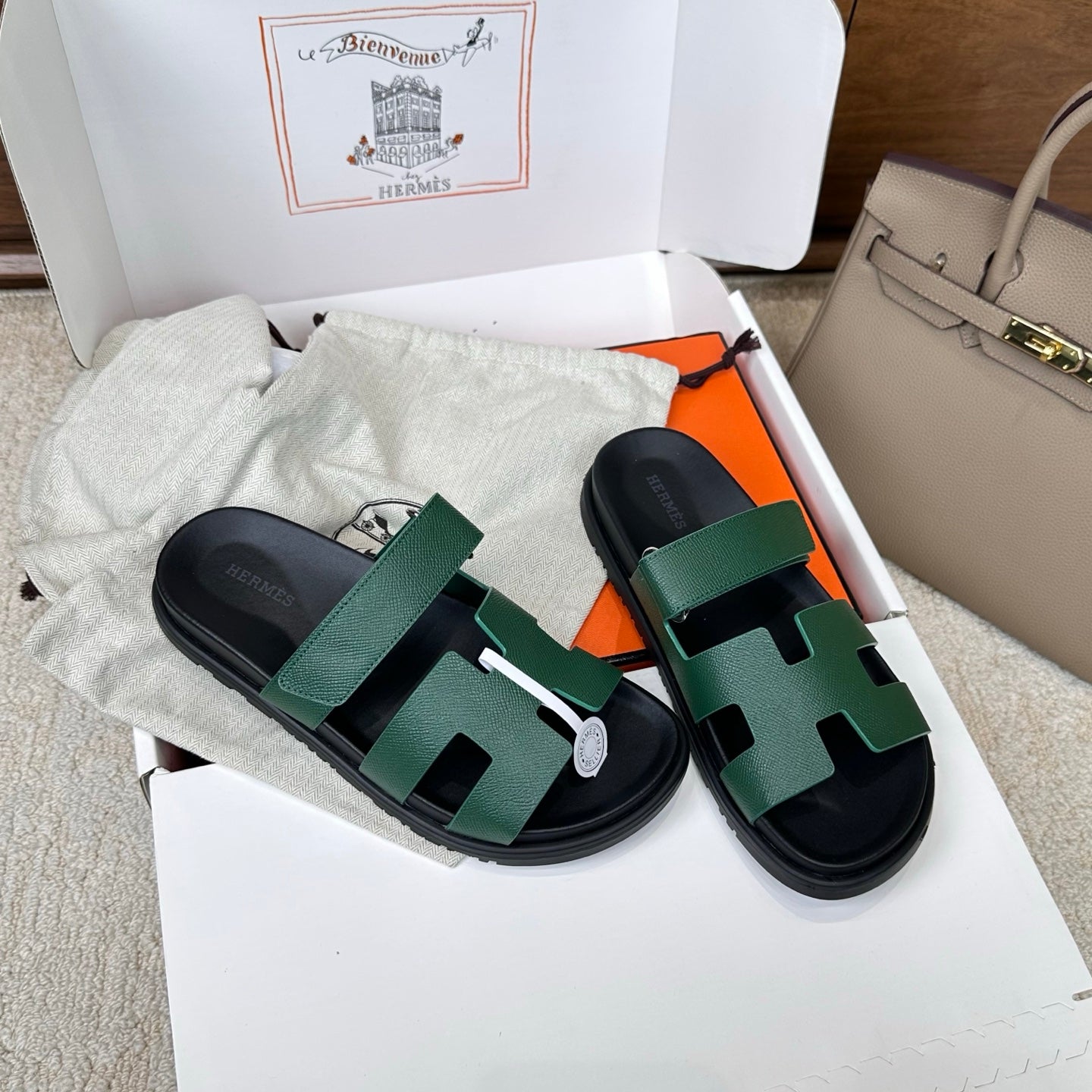 HM Chypre Sandal Black Green Leather 862393