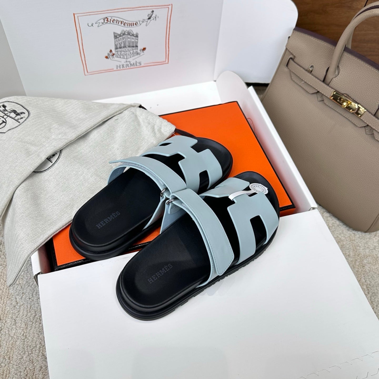HM Chypre Sandal Black Light Blue Leather 862399