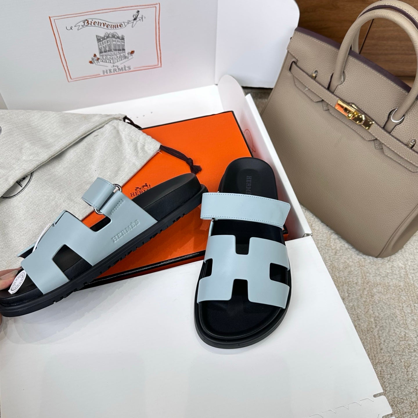 HM Chypre Sandal Black Light Blue Leather 862399