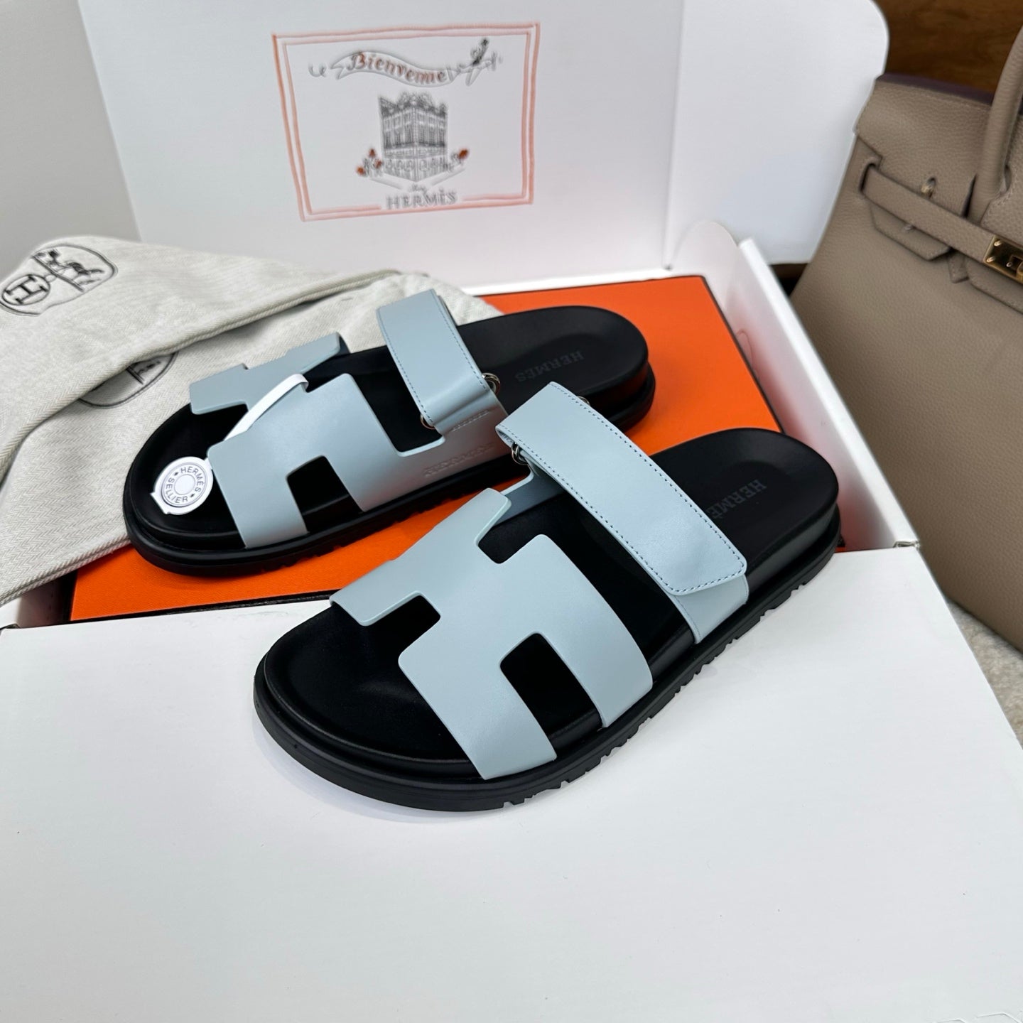 HM Chypre Sandal Black Light Blue Leather 862399