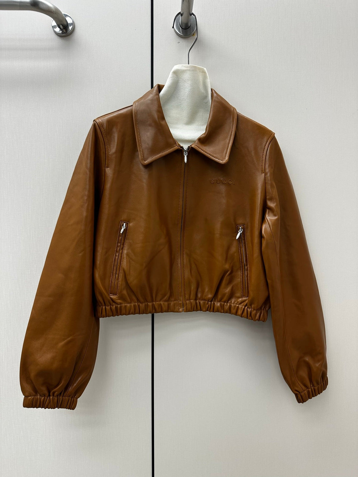 GG 26s Crop/Cropped Jacket Brown Leather 420978