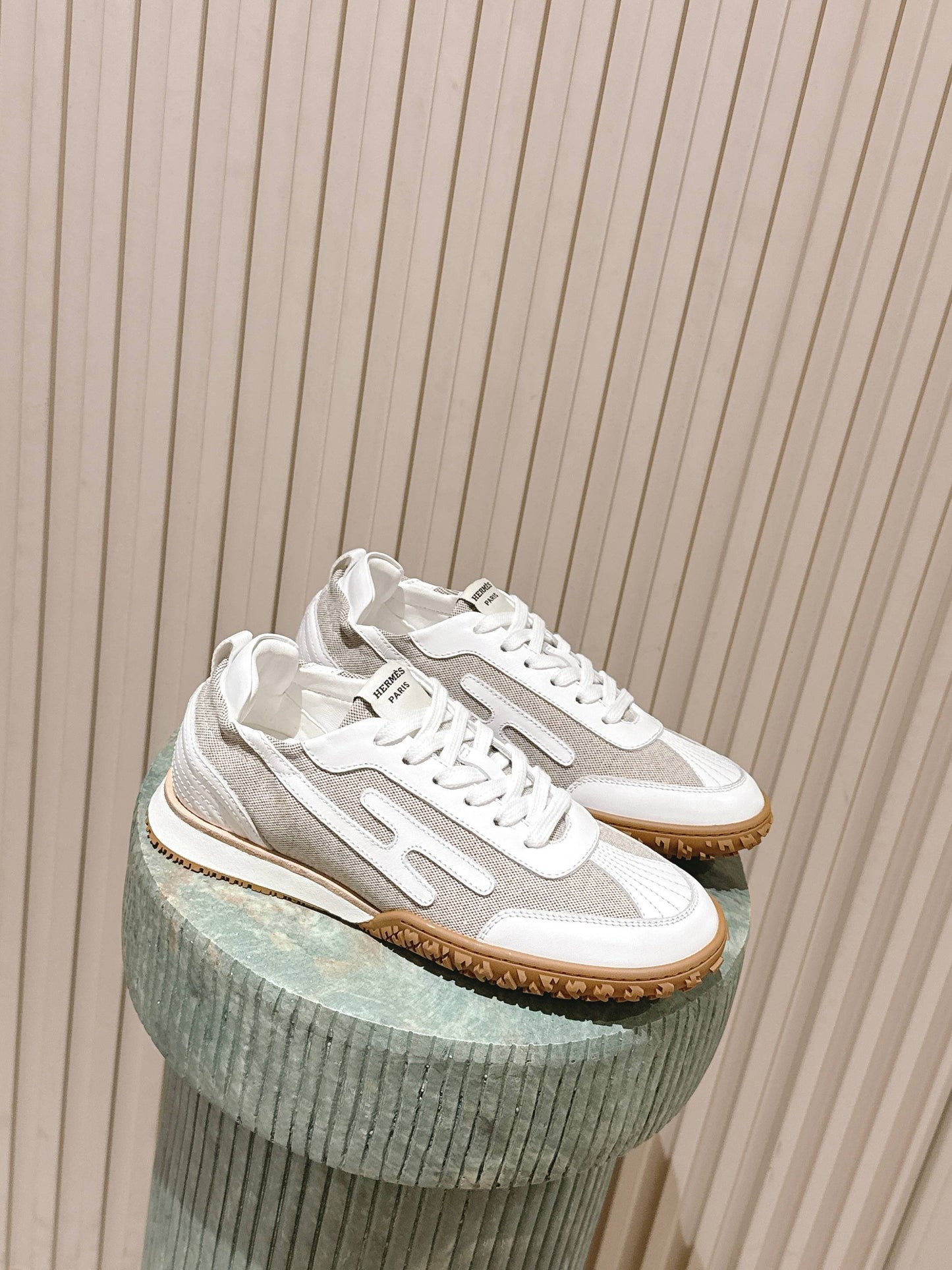 HM Jet Sneaker White Light Grey Mesh Calfskin 583755