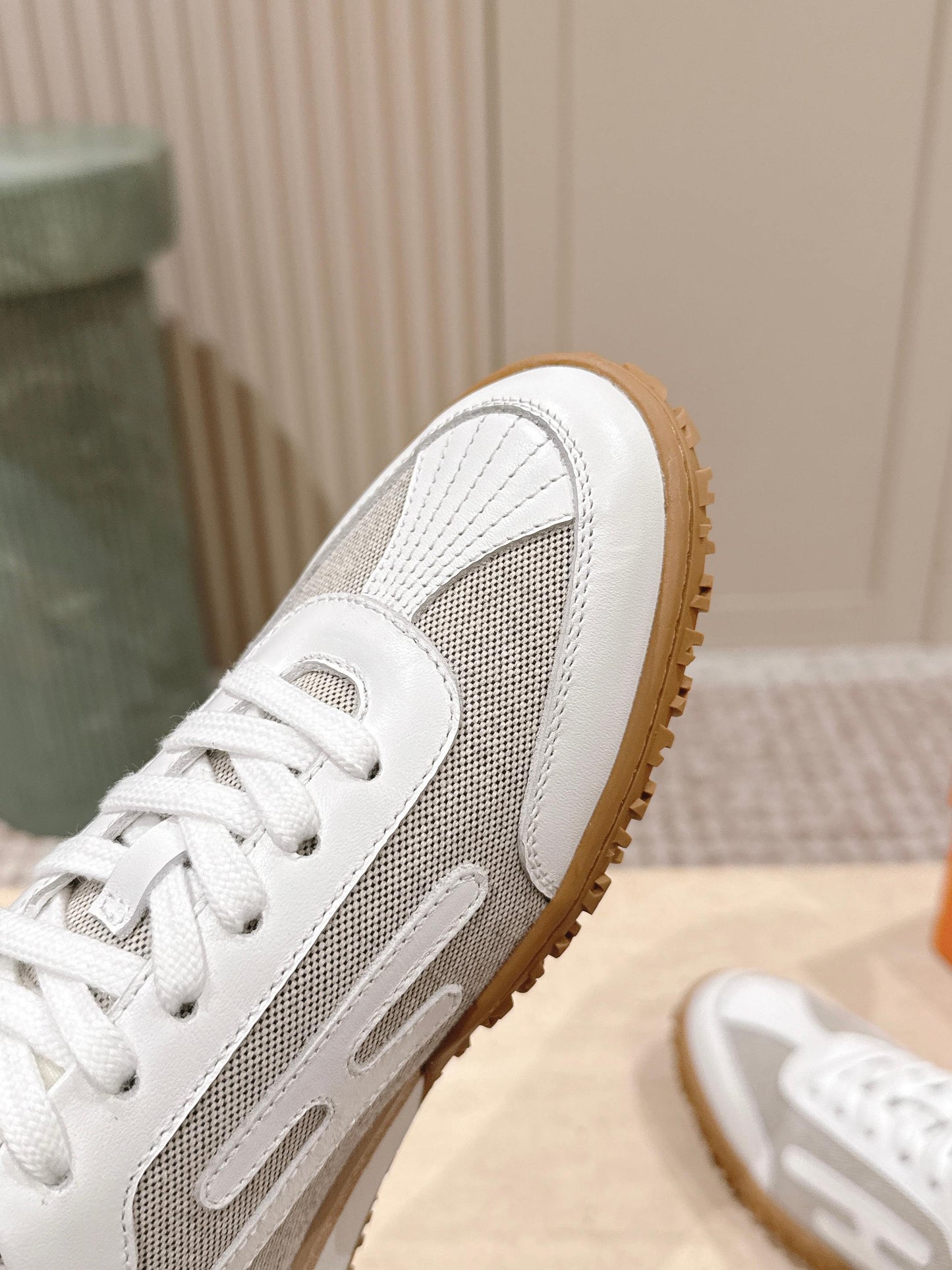 HM Jet Sneaker White Light Grey Mesh Calfskin 583755
