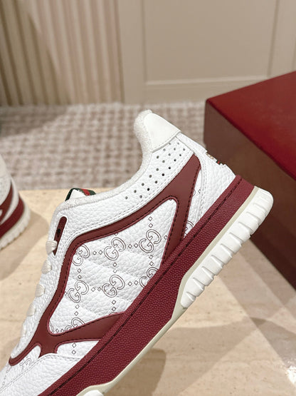 GG 26 Couple Sneakers White Burgundy Cowhide 630706