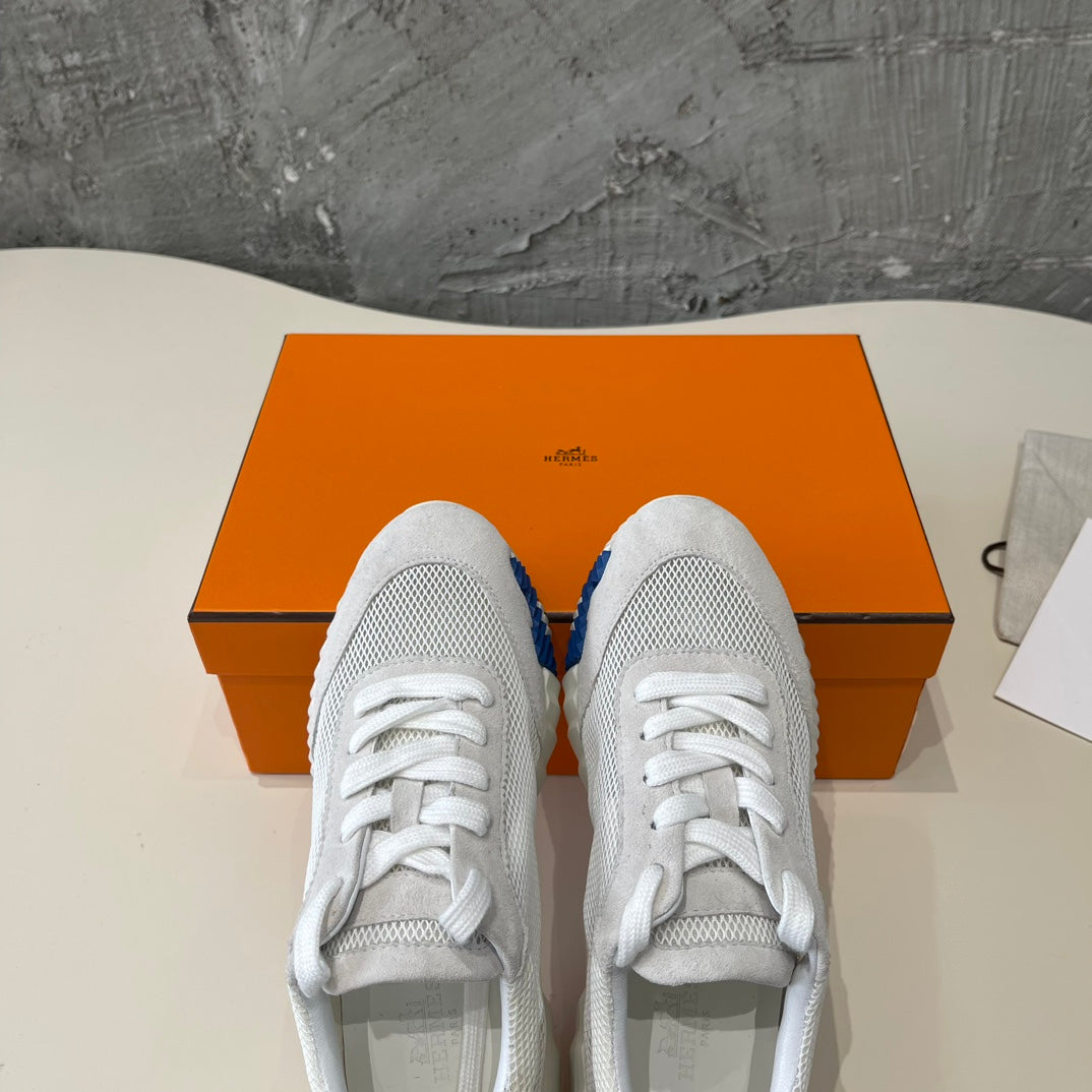 HM Bouncing 35 Sneakers Grey Mesh Canvas & Suede Goatskin H Blue Orange