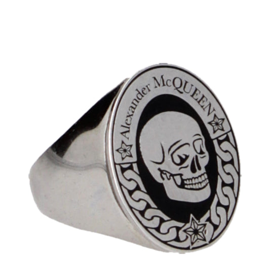 Alexander McQueen Rings Men Brass Silver