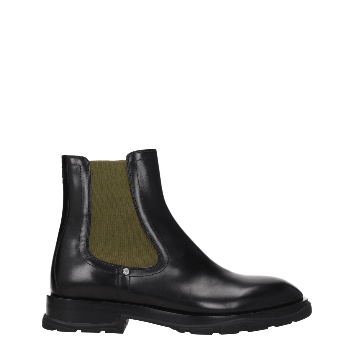 Alexander McQueen Ankle Boots Men Leather Black/Khaki