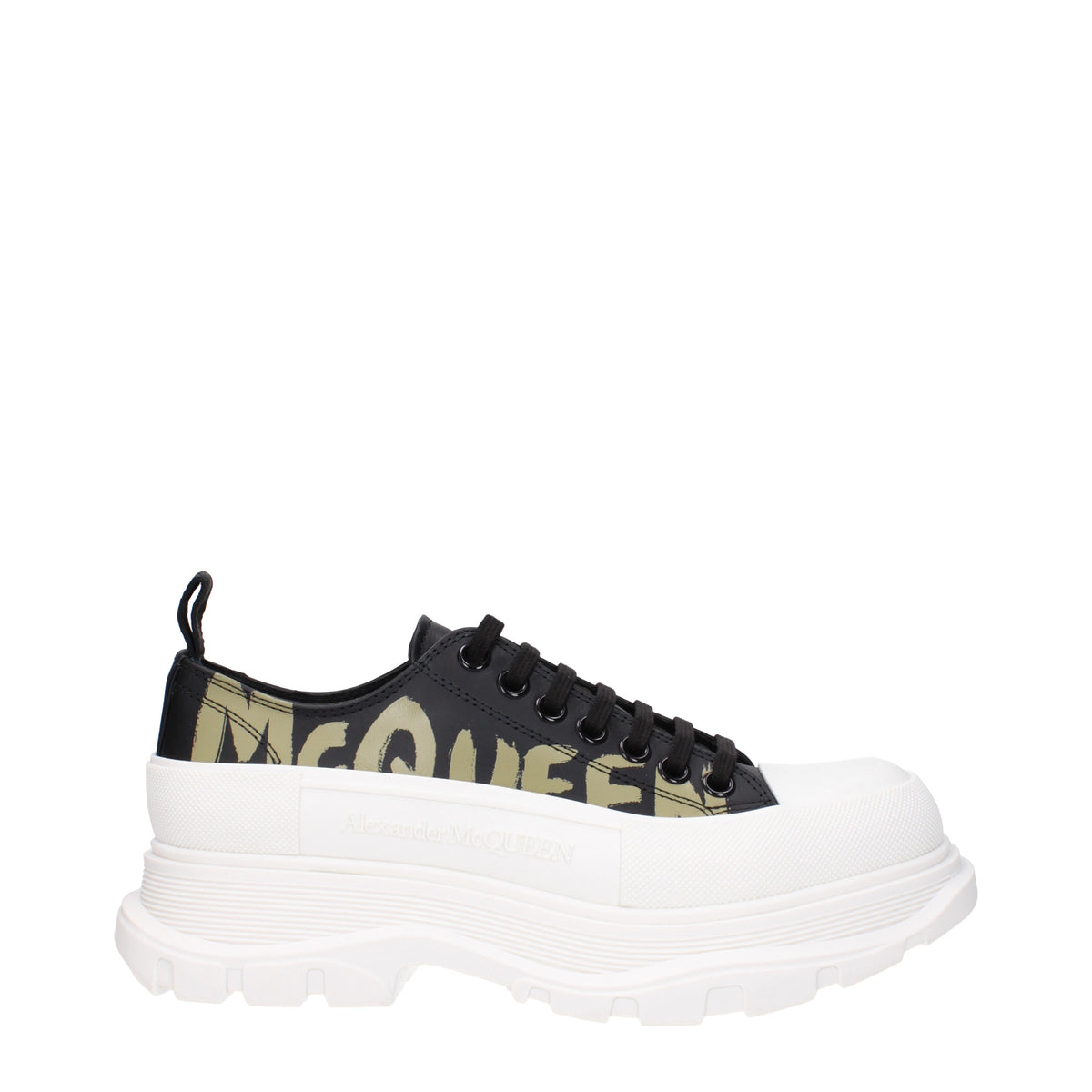 Alexander McQueen Sneakers Men Leather Black/Khaki