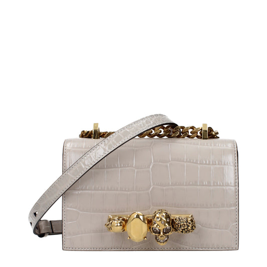 Alexander McQueen Crossbody Bags Women Leather Gray/Light Grey