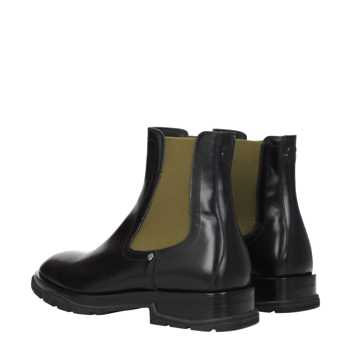Alexander McQueen Ankle Boots Men Leather Black/Khaki