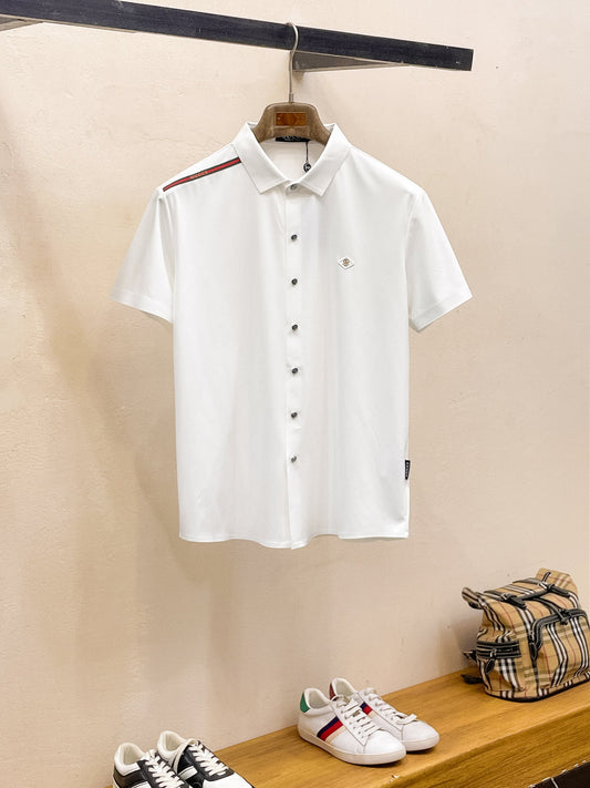 GG Men Short-Sleeve Polo Shirt White Silk