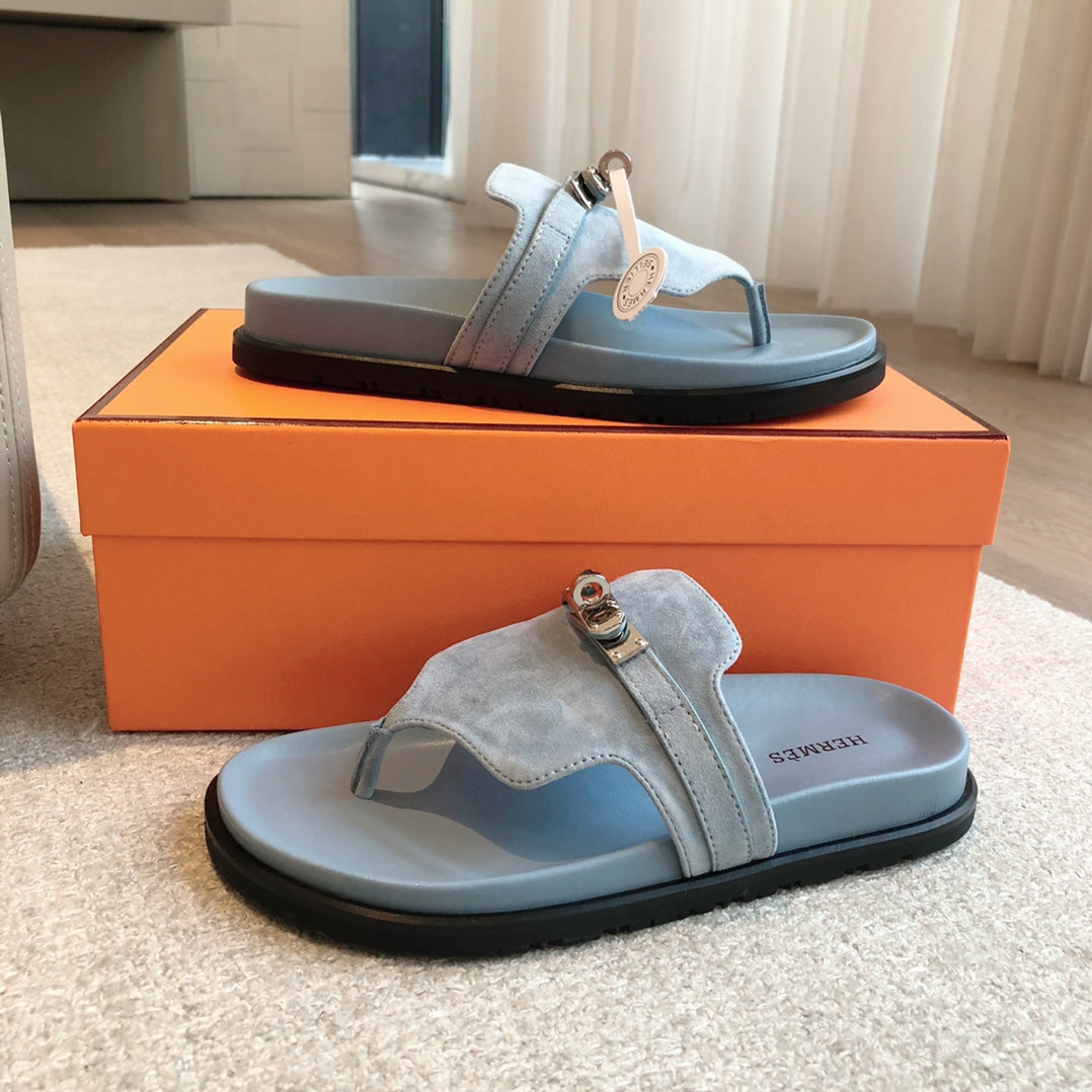 Empire Sandal Baby Blue Lambskin Suede Goatskin